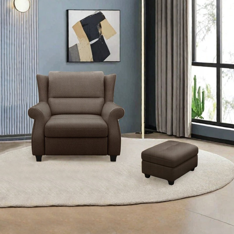 Fauteuil inclinable ergonomique en coton et lin, Brun