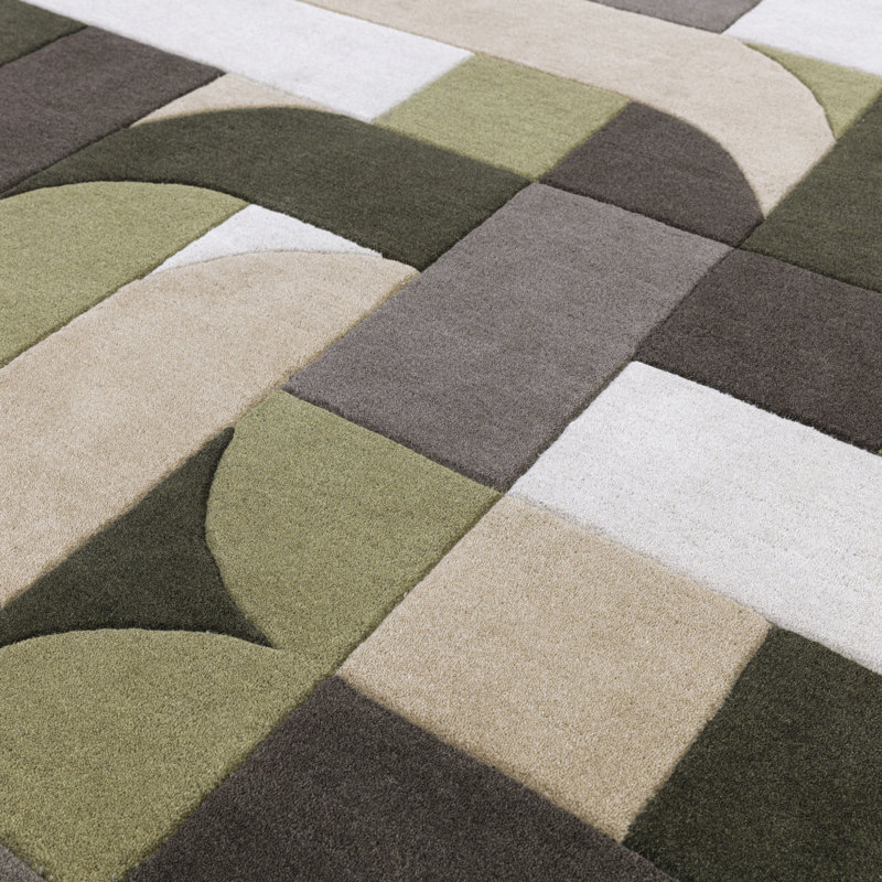 Brinlie Geometric Wool Hand Tufted Area Rug, Rectangle 160 x 230cm