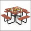 Ensemble de table de pique-nique carrée en bois massif (80,8 po x 80,8 po x 30,3 po) avec bancs intégrés, capacité de charge de 400 kg (882 lb), trou pour parasol.