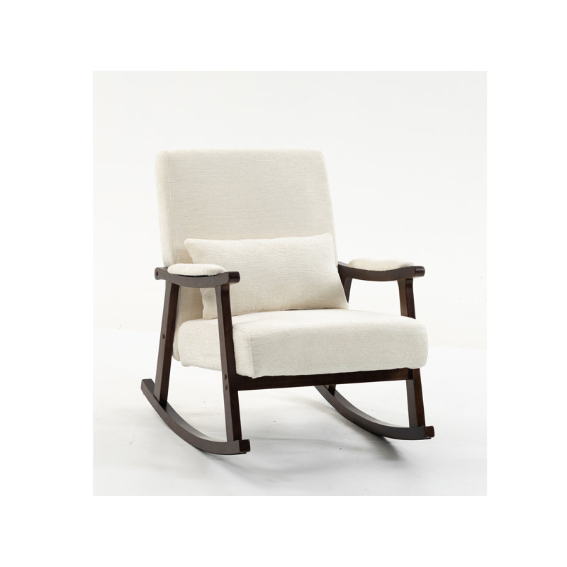 Chaise berçante en bois massif, Blanc