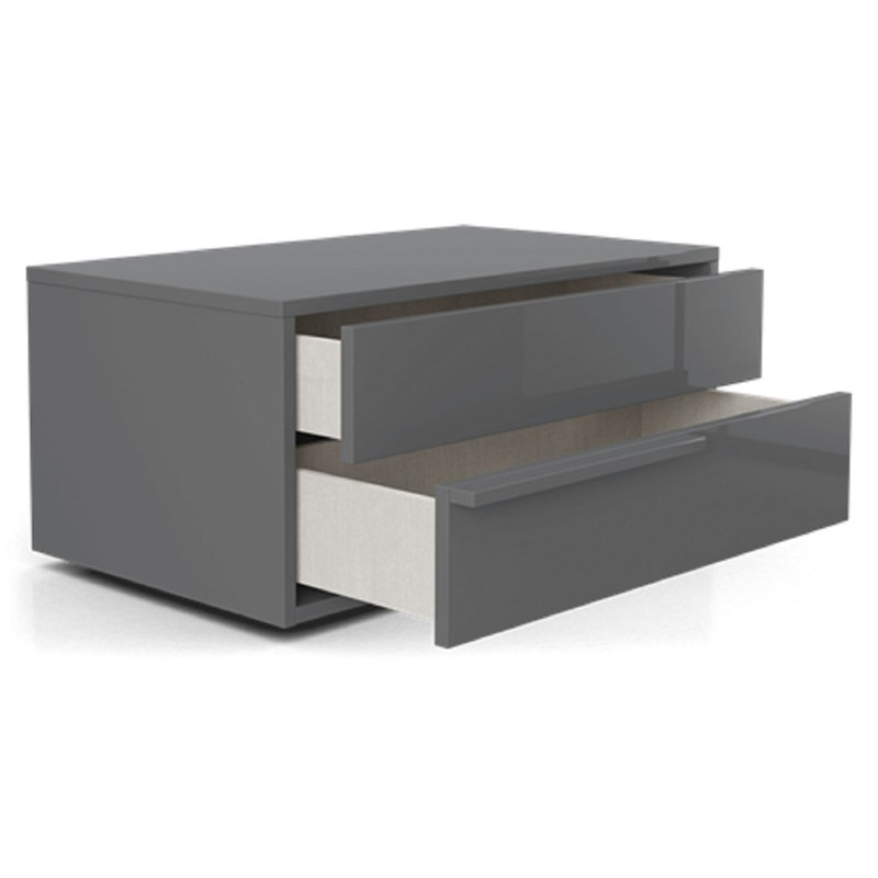 Mckie 30'' W Nightstand, Right, Glossy Dark Gray