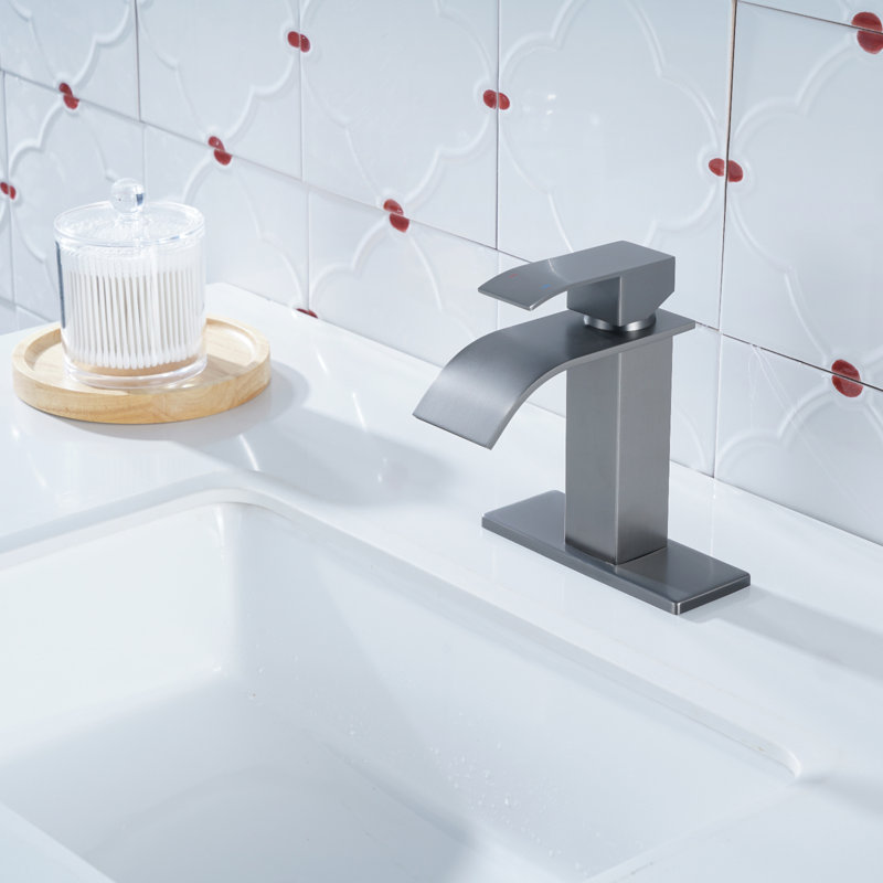 Centerset Single-handle Bathroom Faucet with Drain Assembly, Brushed Gray