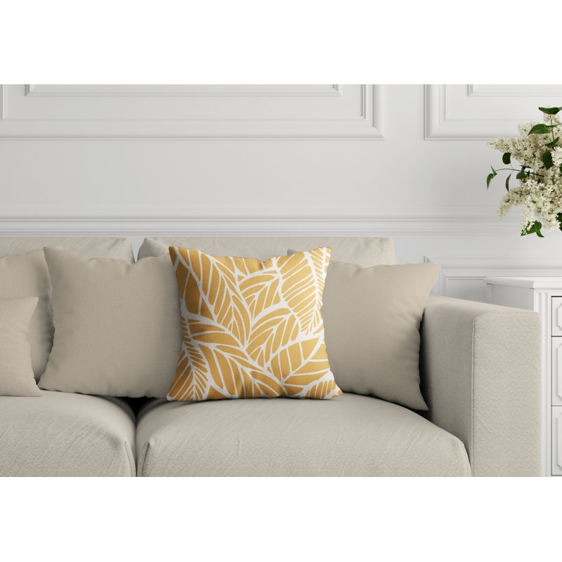 Outdoor Square Pillow Cover & Insert, Yellow, 19" x 19", Square