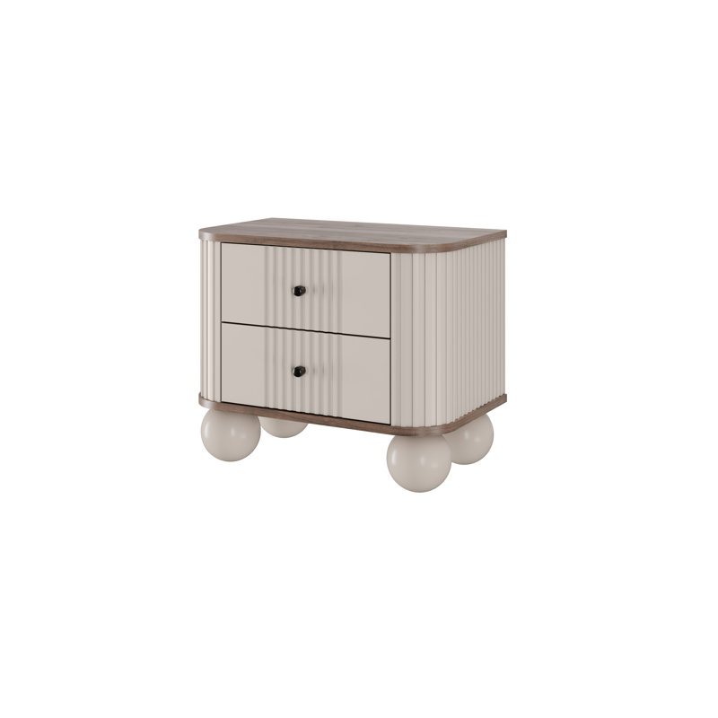 Dayzee 56cm W Manufactured Wood Bedside Table, Cashmere, Nut, Cashmere/Black