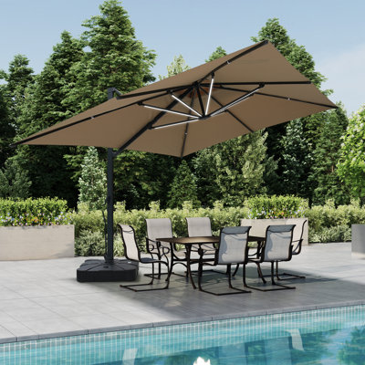Yveta 157.48'' x 118.11'' Rectangular Lighted Tilt Cantilever Umbrella