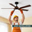 Ventilateur de plafond standard Tuscan 56 po, noir mat, avec tige de suspension, 5 pales, éclairage DEL à intensité variable, moteur CC et télécommande.