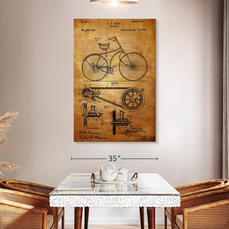Old Bike Patent, 51" H x 34" W