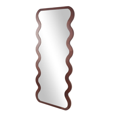 Wood Wavy Room Wall Mirror