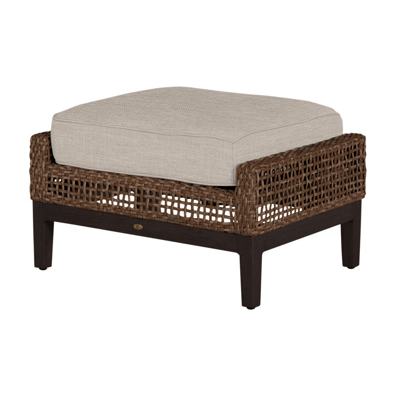 Repose-pieds péninsule tissé - acajou / châtaignier, Sunbrella® ‑ lin colombe, Welt + bourre standard, Acajou / châtaignier