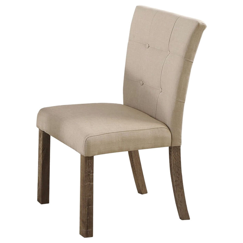 De 2 chaises de salle à manger rembourrées rectangulaires avec dossier, pieds en bois gris et beige