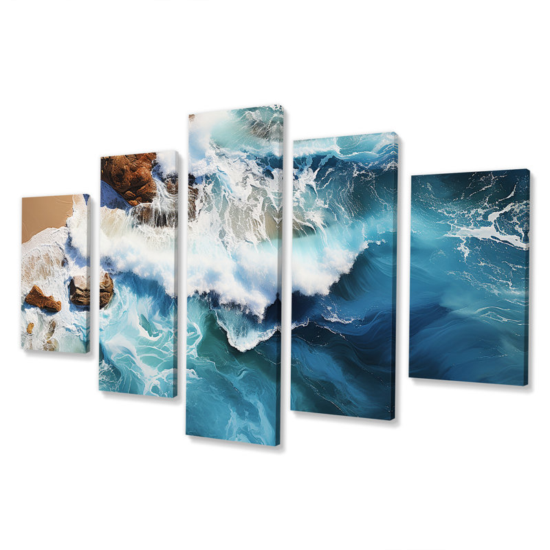 Skyblue aérienne côtière vagues I - ensemble d'art mural de plage côtière