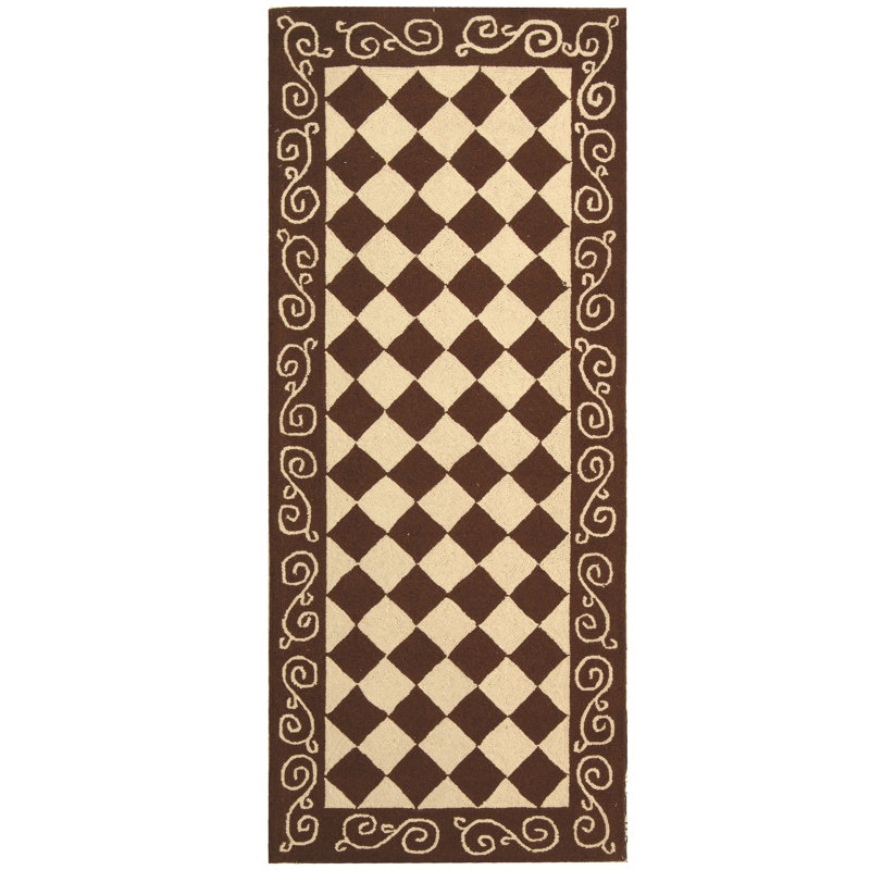 Brayton Hand Hooked Wool Pile Geometric Rug, Runner 2'6" x 10'