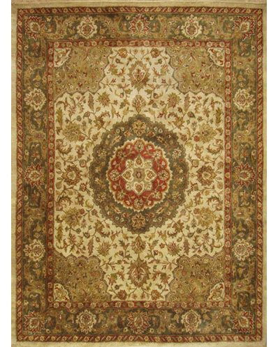 Tapis ivoire / sauge Tabriz Med Signature Heirloom, 10' x 14'