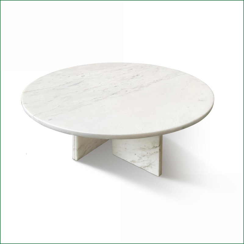 Table basse en marbre naturel blanc Snow Mountain pour le salon, conception à plusieurs niveaux