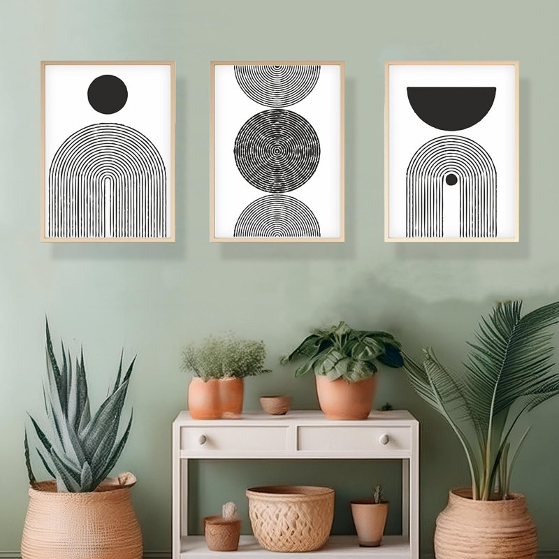 3 Pieces Decorative Solid Wood Frame Painting
