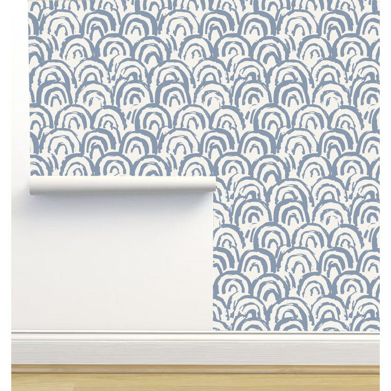 Rouleau de papier peint adhésif pelez et collez L 6 pi x l 24 po Neritan, Bleu cendré