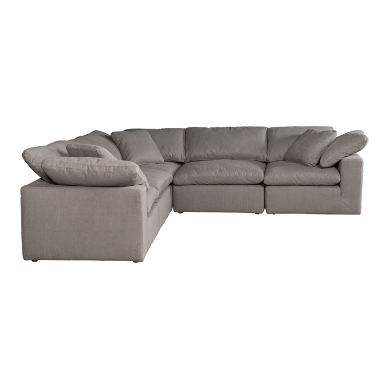 Canapé modulaire en tissu performance 5 pièces Tila, Performance gris clair