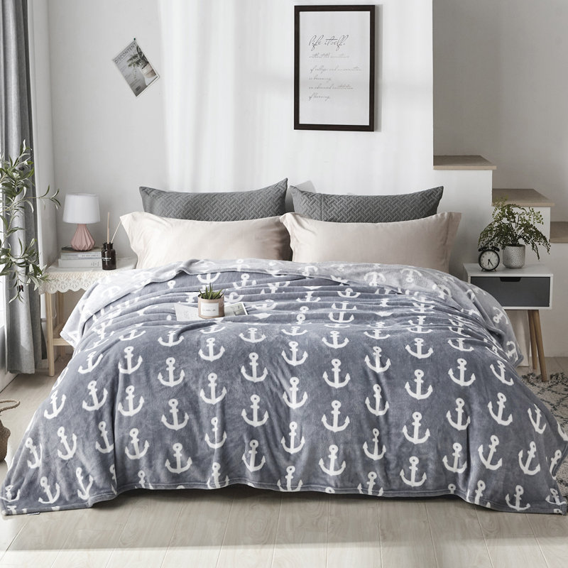 FL2020-KQ02-18 Plain Weave / Muslin Throw Blanket, Queen, Grey