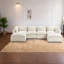 Canapés modulaires surdimensionnés, tissu gaufré en coton, salon moderne 4 places