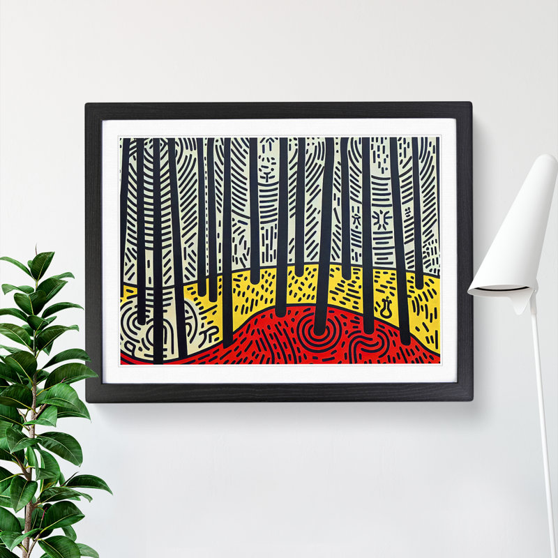Spring Forest Pop Art Abstract - Framed Print, Black Framed, 46cm H x 64cm W x 2cm D