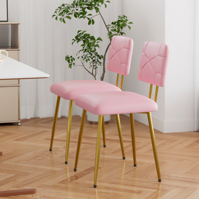 Modern Upholstered Dining Chairs Set of 2, PU Leather Kitchen Chairs with Padded Seat & Backrest, Mid-Century Modern Side Chairs with Metal Legs, Armless Accent Chairs for Dining Room, Kitchen, Living Room, Bedroom, Apartment