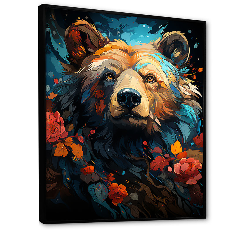 Pop Art, impression d'ours grizzly - 106913, H 32 po x l 24 po x P 1 po, Cadre flottant noir