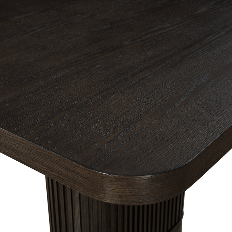 Table de salle à manger à rallonge rectangulaire en bois de style contemporain avec huit chaises, brun, 9