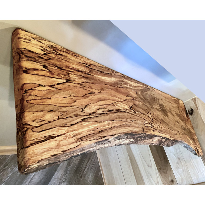 Incredible Live Edge Spalted Maple Wood Floating Shelf w/Exceptional Grain Patterns and Shape