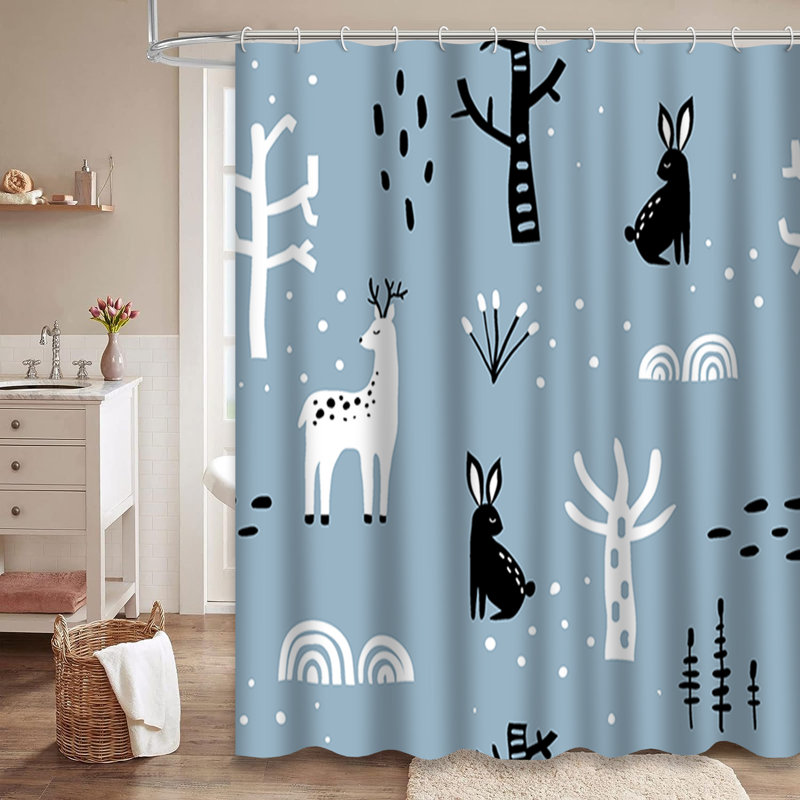 Rideau de douche à neige avec 12 crochets Winter Forest, L 72 po x l 78 po