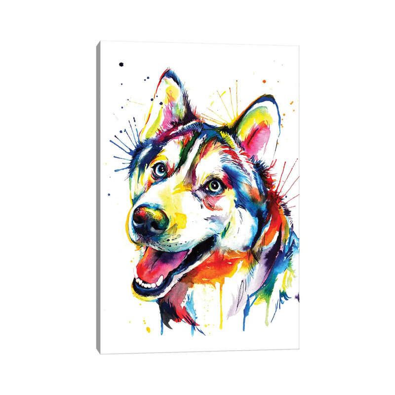 Husky by Weekday Best - Wrapped Canvas Painting, 20.32 cm H x 30.48 cm W