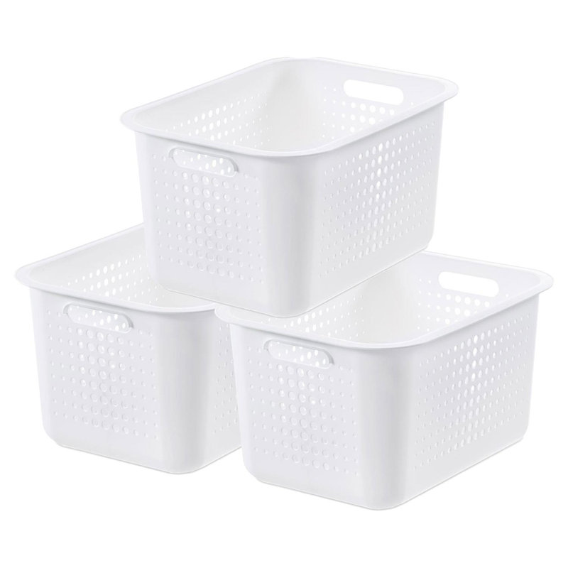 SmartStore Plastic Decorative Bin, White