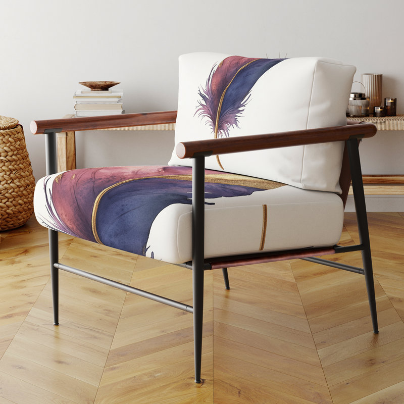 Chaise d'appoint Glam Feather, Brown Round Arms