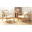 Upholstered Solid Wood Accent Chair Armchair With An Extra Pillow, Brown Arms, Beige Linen-835461241