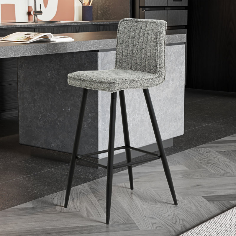 Noelle Upholstered Bar Stool (set of 2) - Grey
