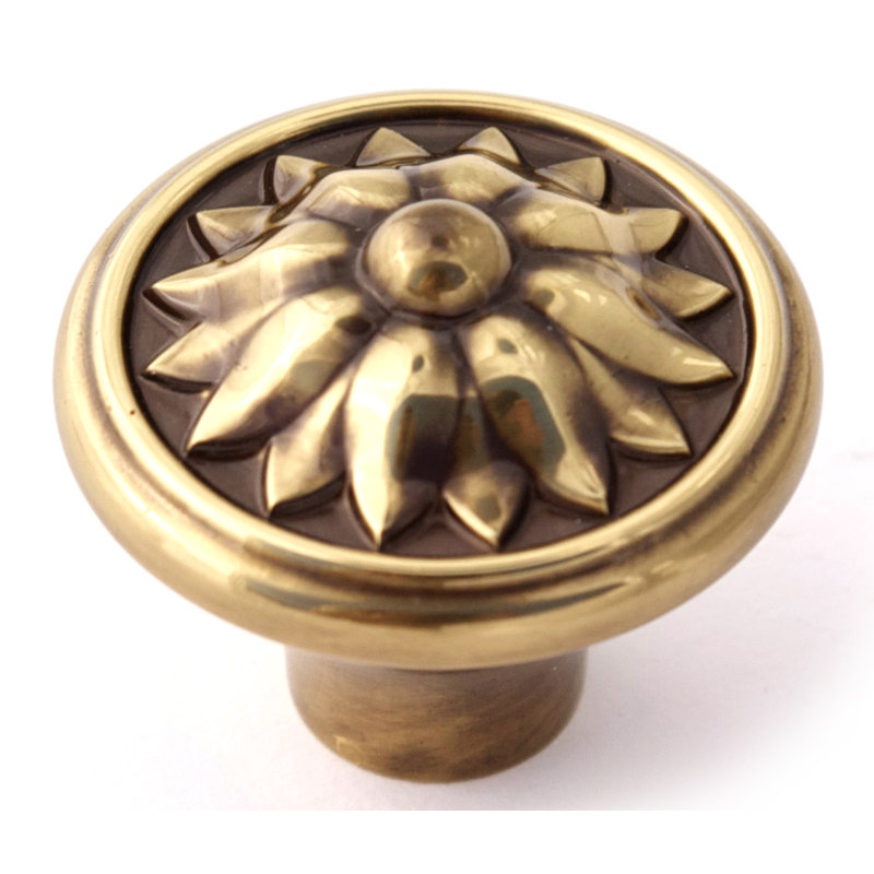 Fiore Mushroom Knob, Polished Antique, 1.13" H x 1.25" W x 0.5" D