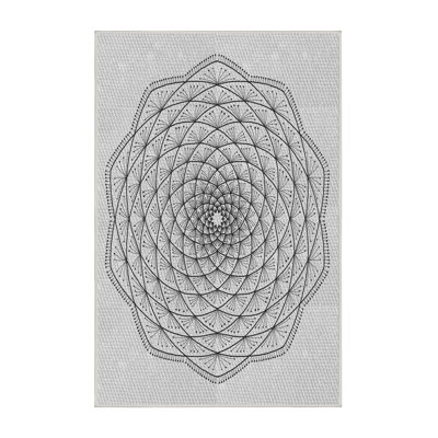 Laine tissée à la main orientale/florale en laine et polyester gris/noir Tapis décoratif
