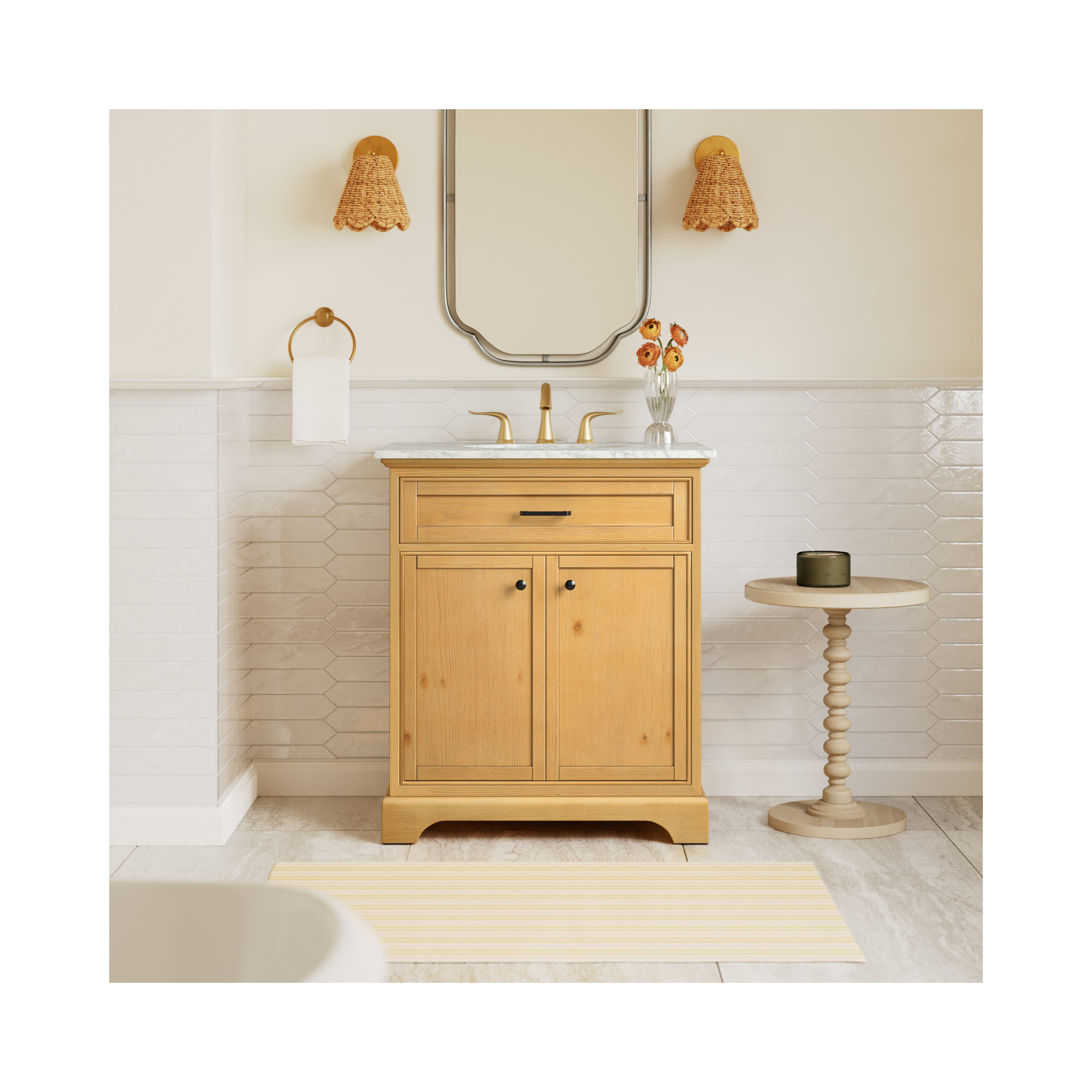 Hermes 30'' Single Bathroom Vanity, Natural Wood