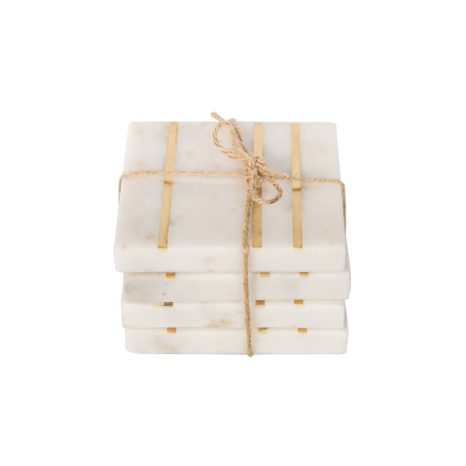 Broome Gold Inlay Marble Square Coaster Set