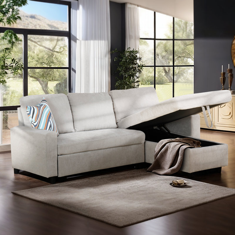 Maitilde 83'' Upholstered Sleeper Sofa, Beige Chenille