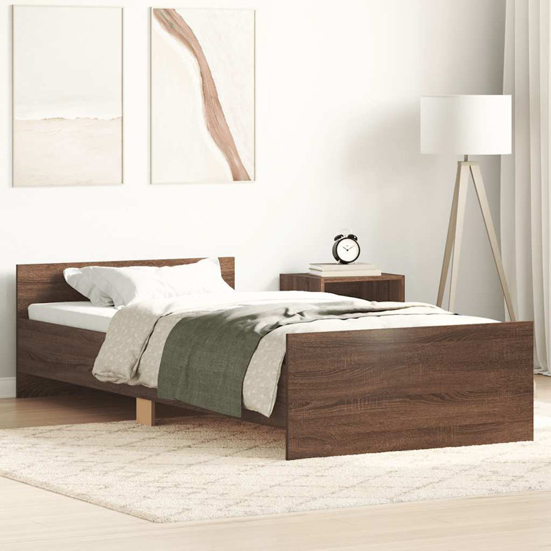 Marlow Home Co. Bed Frame With Headboard And Footboard, Smoked Oak, 140 x 190cm