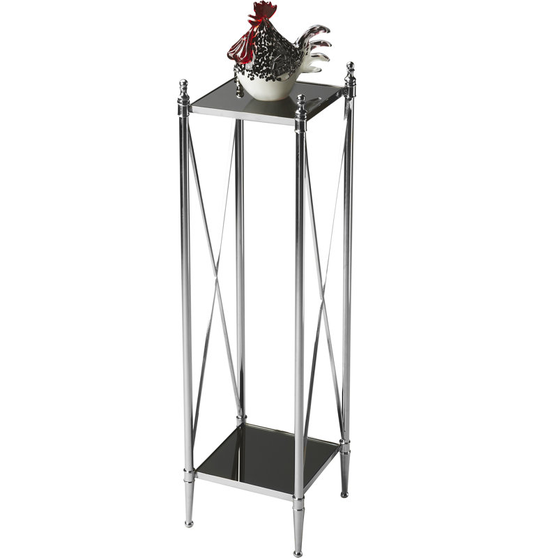 Deidre Glass & Metal Pedestal Plant Stand
