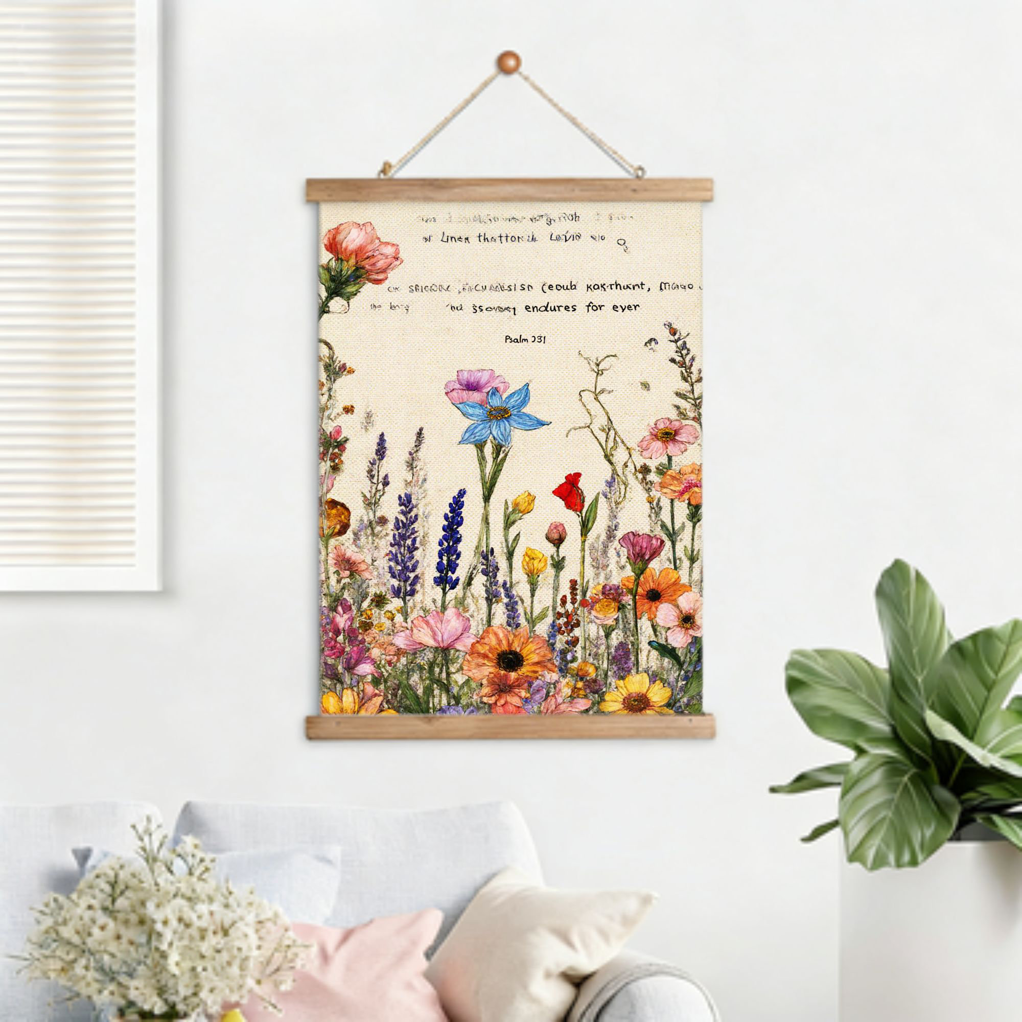 August Grove® Wildflower Field & Scripture, Hanging Scroll Wall Art ...