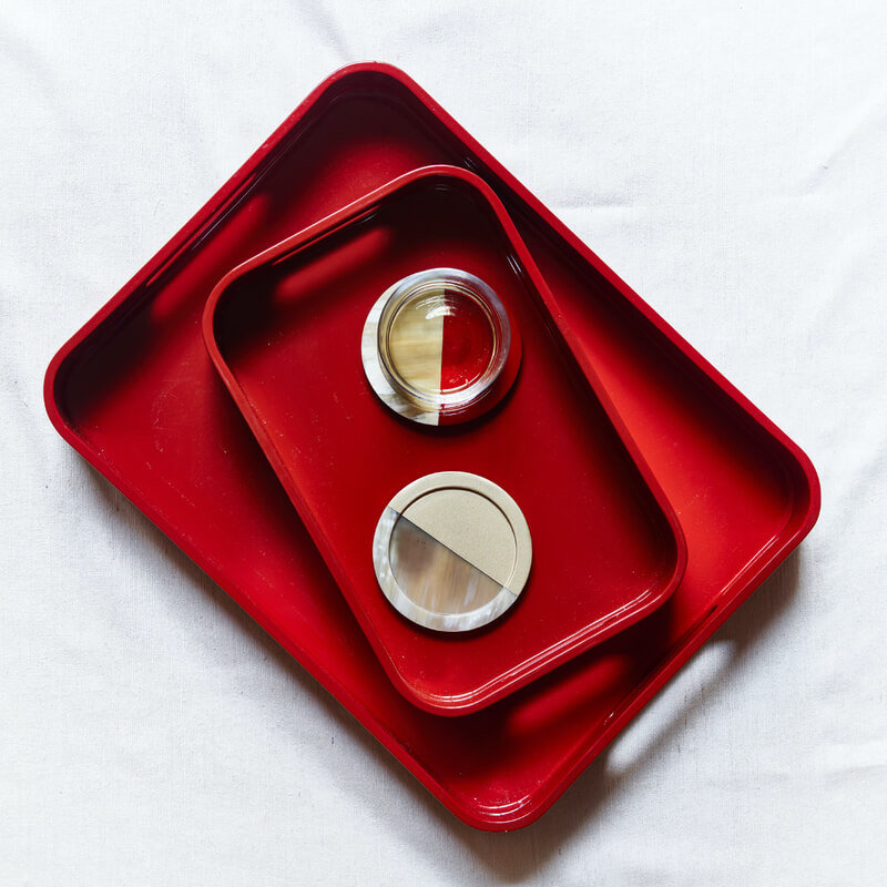 Lacquer Tray - Red - Medium, 2" H x 16" W x 12" D, Red