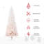 Sapin de Noël artificiel non éclairé 7 pi avec branches réalistes et base en acier, rose et blanc-2052952271