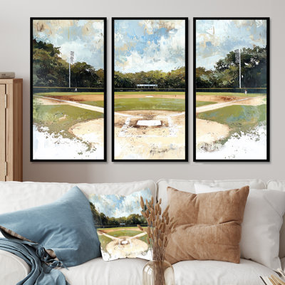 Baseball Field Landscape - Sport Baseball Wall Art Print Set
