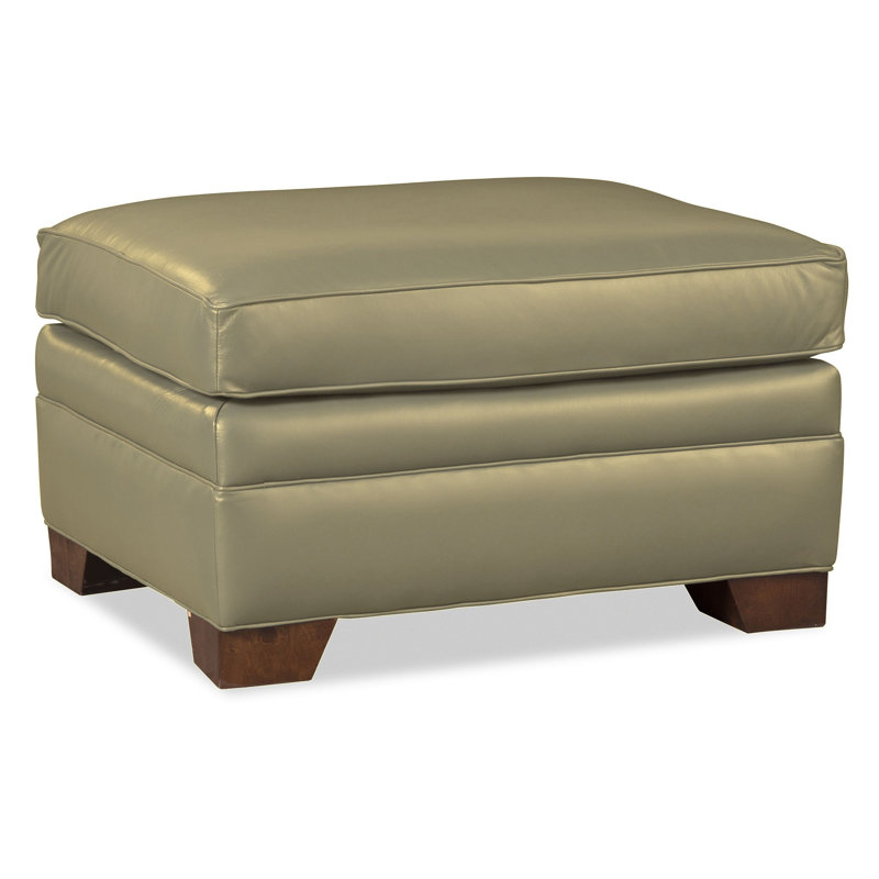 Niyan Upholstered Ottoman, Khaki Genuine Leather