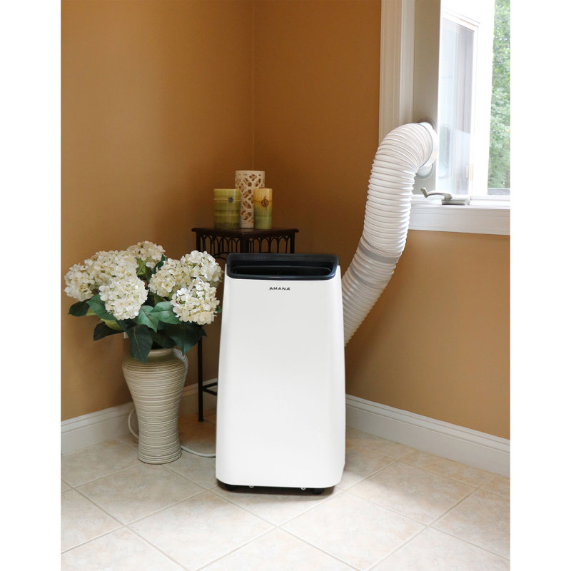 Climatiseur portatif Amana avec télécommande en blanc / noir pour les pièces jusqu'à 350 Pi., Blanc/Noir, 6500 BTU