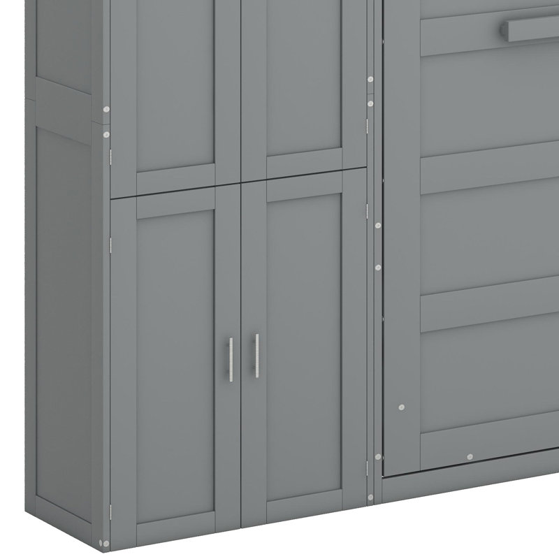 Murphy Bed Wall Bed With Cabinets, Gray