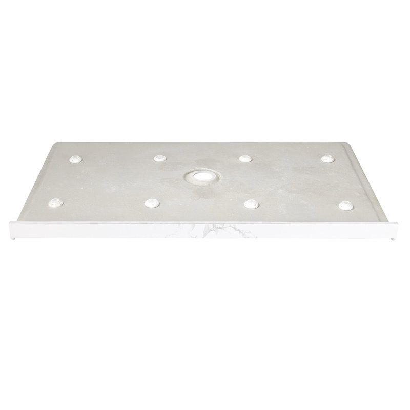 60" W X 36" D Acrylic Shower Base, Composite Single Threshold Shower Pan, Center Drain Slip-Resistant, White Marble