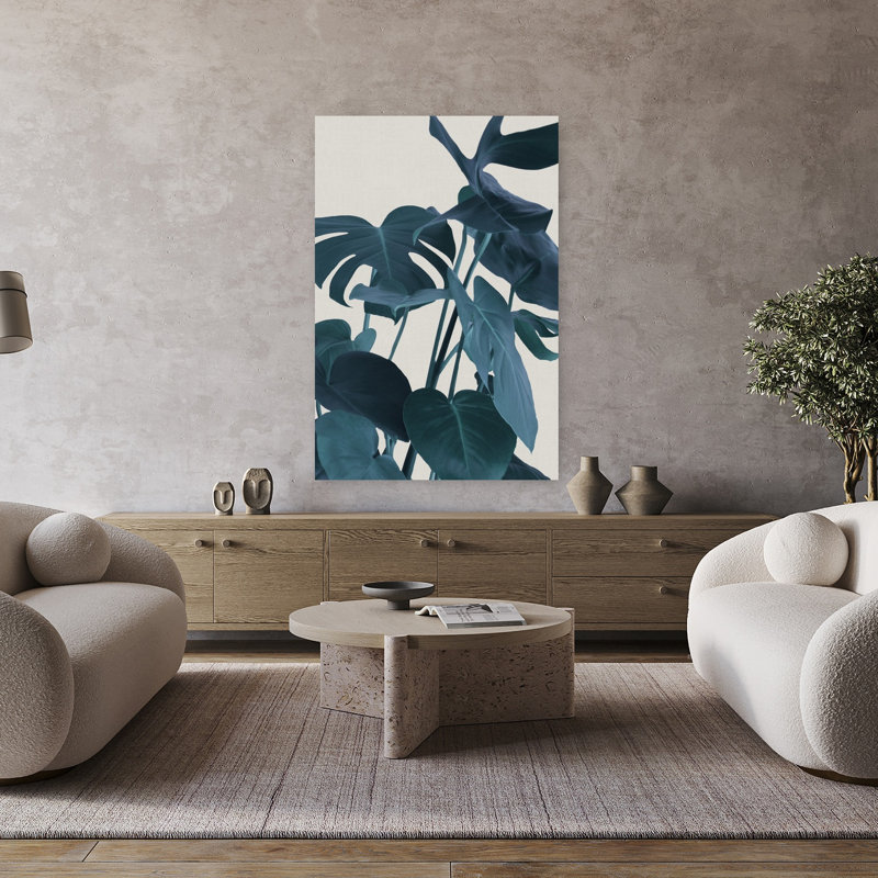 Émeraude harmonie, art moderne tropical minimaliste contemporain, H 48 po x l 32 po